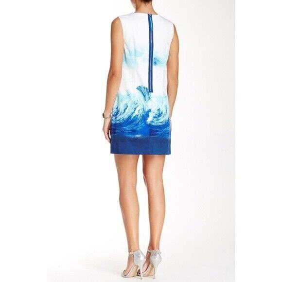 CYNTHIA STEFFE‎ $228 Sleeveless Courtney Wave Printed Shift Dress Size 6 - Picture 2 of 6